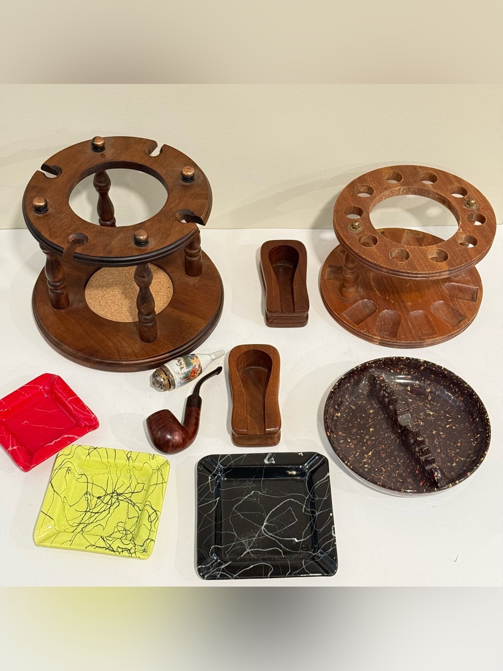 Vintage Tobacco Pipe Smoking Lot Decatur Walnut Holder Dale Ashtray John Bessai